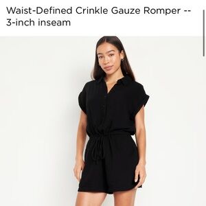 Waist-Defined Crinkle Gauze Romper -- 3-inch inseam - NWT